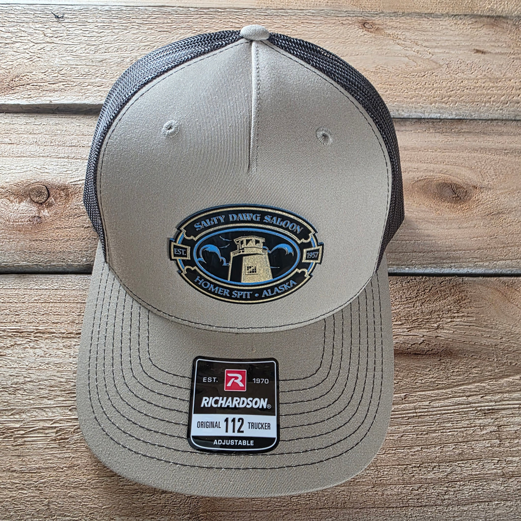 5 Panel Hat with Polysteel Patch Brown and Khaki
